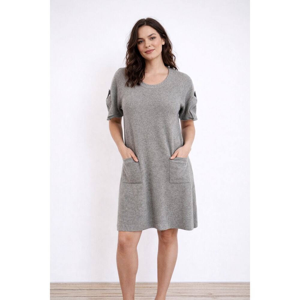 Theory Candace 100% Cashmere Sweater Dress‎ Grey Pockets Womens Medium
